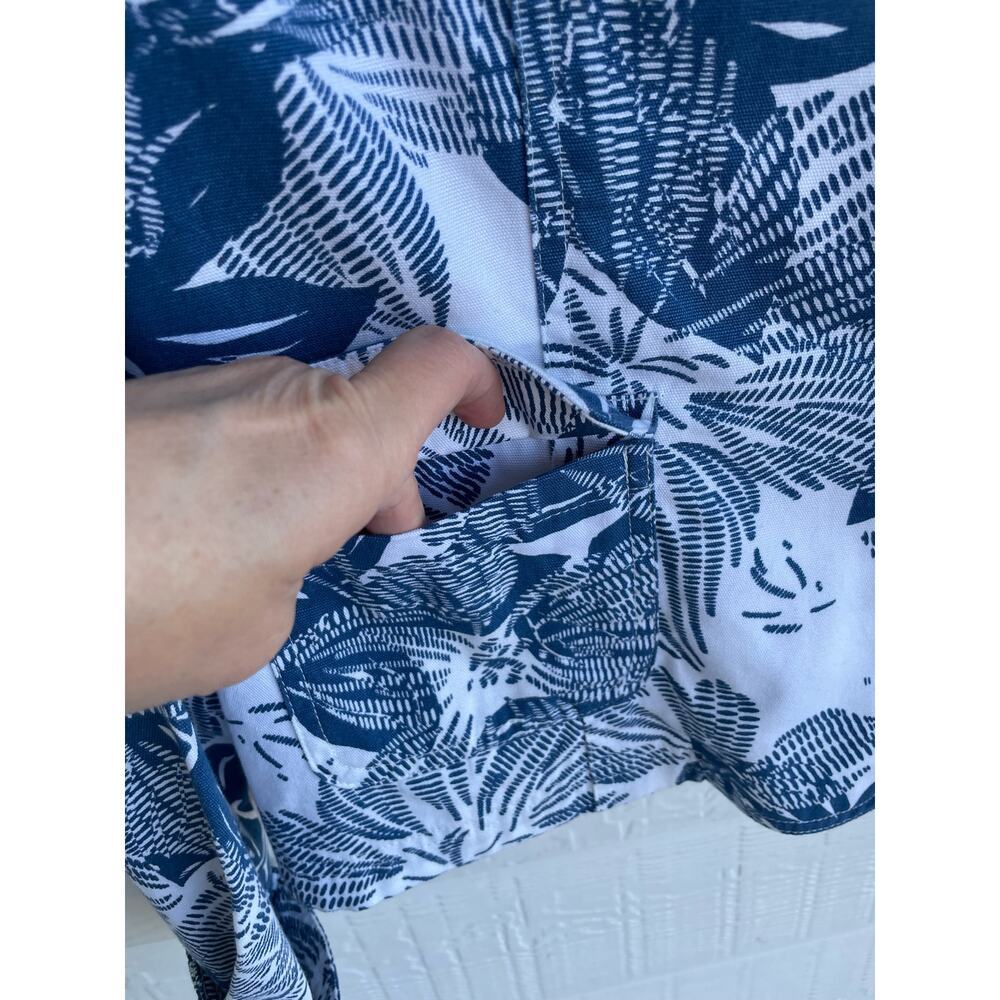 Coldwater Creek blue and white fern LG peplum jacket 100% Cotton - Picture 6 of 8